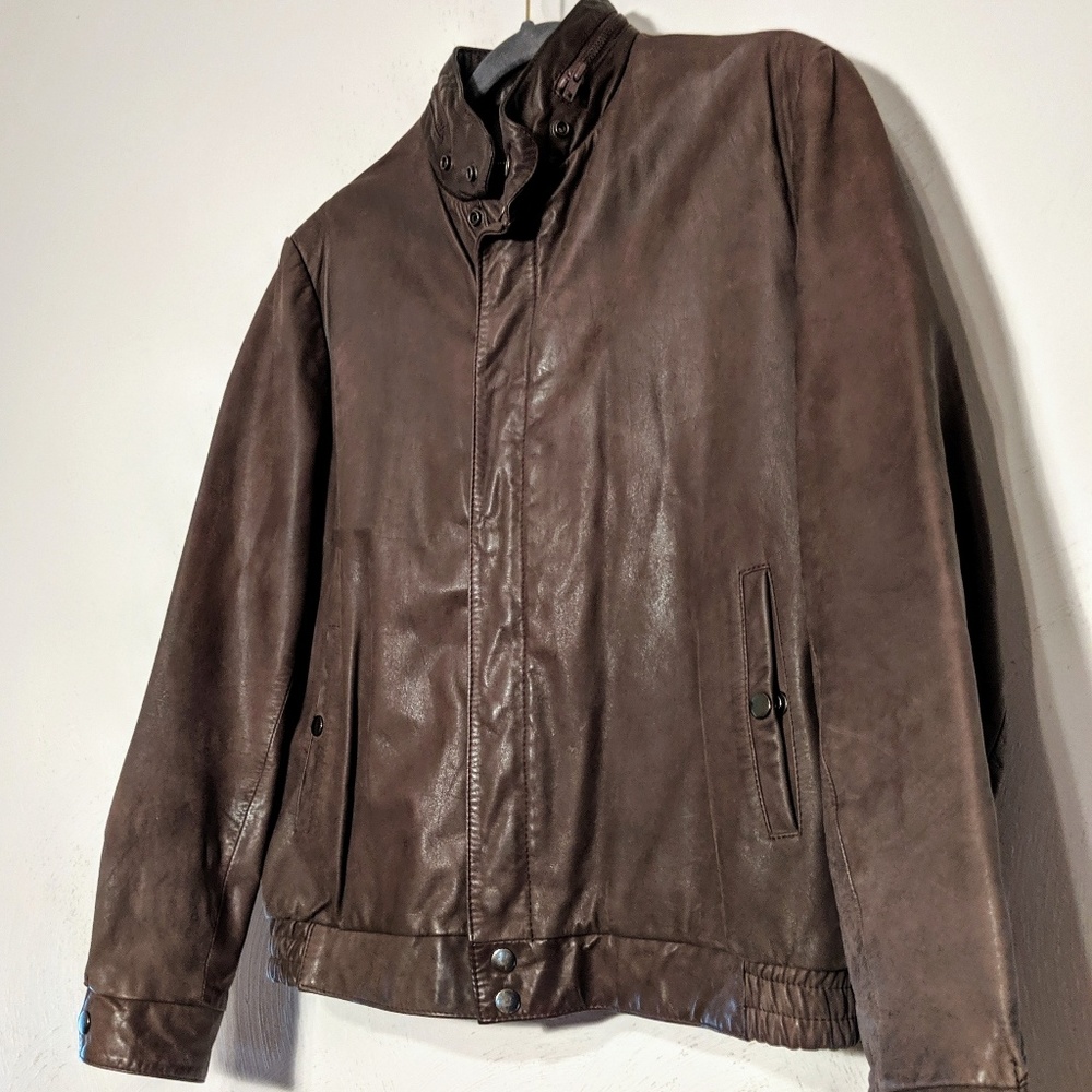 Daniel Young Brown Leather Mens Jacket Size 40